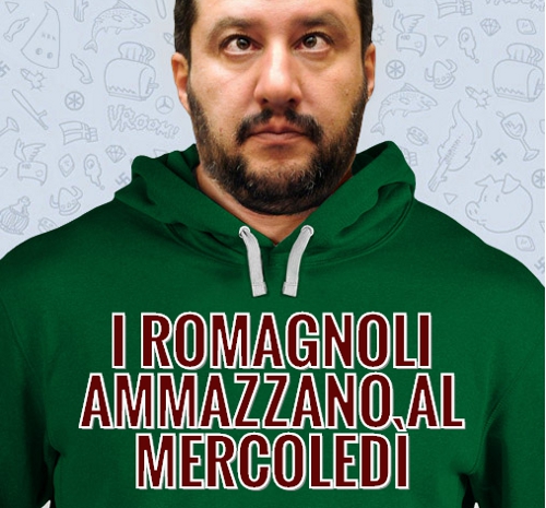 Matteo Salvini con la felpa della Romagna